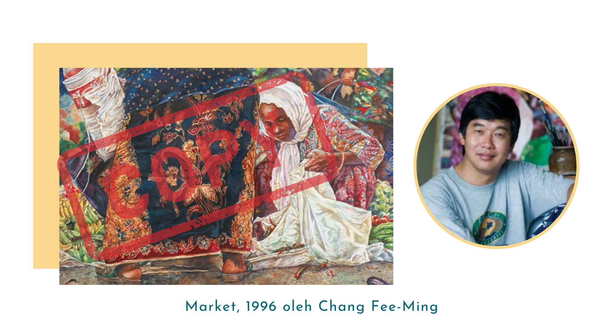 Lukisan Terkenal Malaysia: Keindahan Wanita Dalam Seni Market, 1996 oleh Chang Fee-Ming