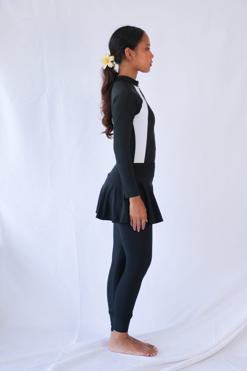 Basic High Waist Skort Leggings Swim Pants in Black SUCI CUP