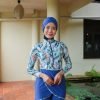 Modernly Modest Raya Tropical Muslimah Swimwear Set in Blue (Plus Size Available) SWIMMING SUIT SUCI CUP