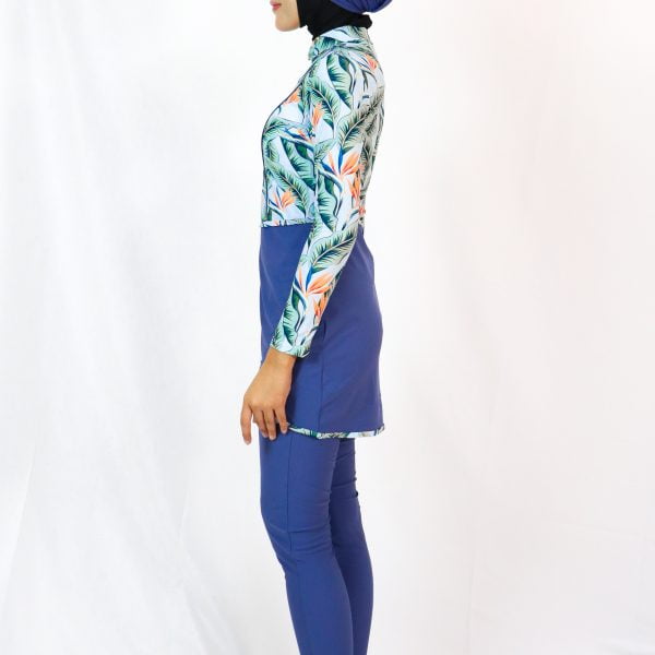 Modernly Modest Raya Tropical Muslimah Swimwear Set in Blue (Plus Size Available) SWIMMING SUIT SUCI CUP